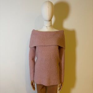 Forever 21 Pink Waffle Knit Off-the-Shoulder Sweater S